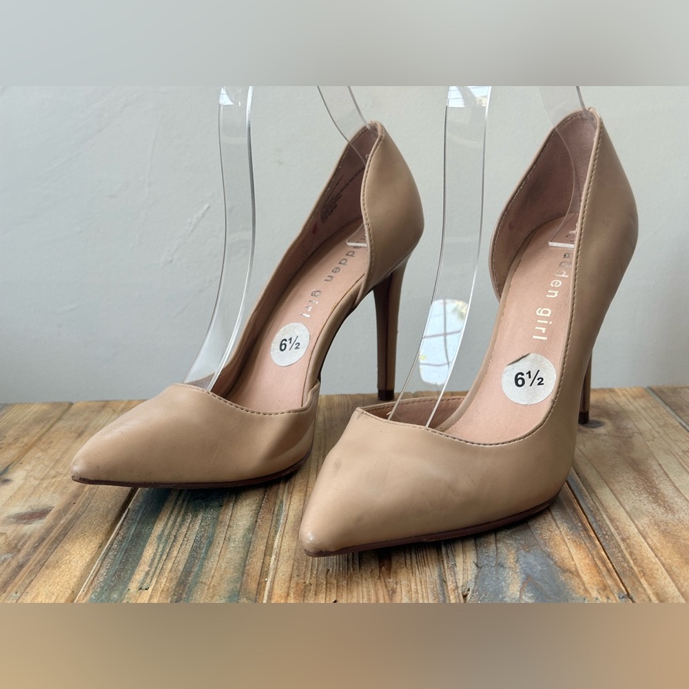 MADDEN GIRL Erynnn Beige Half D'Orsay Pumps Women's Size 6.5 M